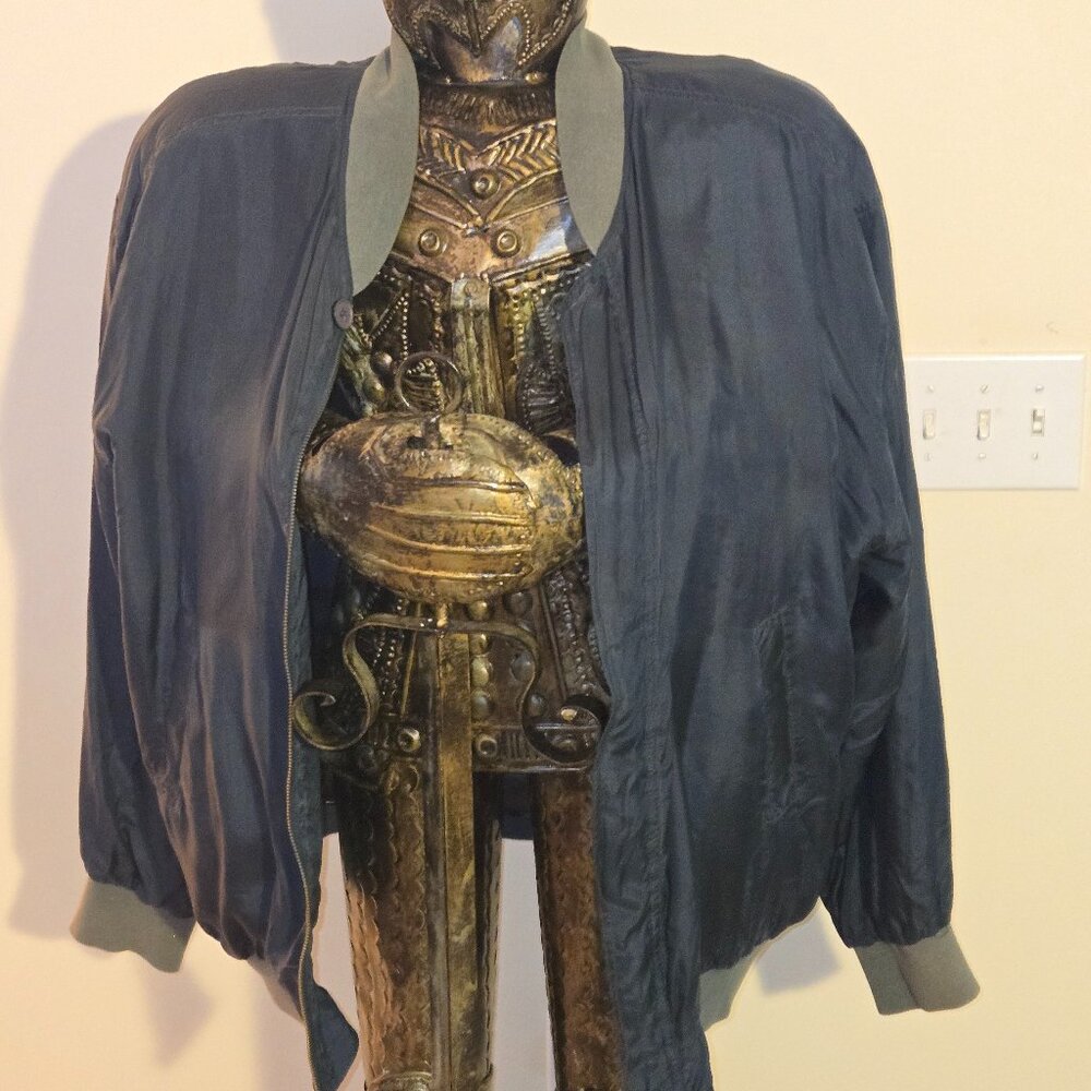 Vintage 1980s Silk Icon Bomber Jacket - 100% Silk (Men’s XL)